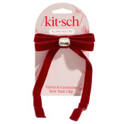 Kitsch Velvet & Gemstone Bow Hair Clip