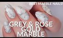 GREY & ROSE GOLD EASY MARBLE NAIL ART TUTORIAL