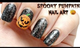 Spooky Pumpkin Halloween Nail Art Design!