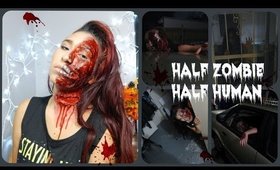 Half Human Half Zombie || HALLOWEEN Tutorial 2015