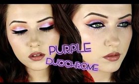 Duochrome Purple Eye Make Up & Glossy Lips Tutorial