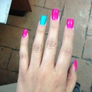 neon pink and teal color <3