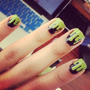 This was inspired by Heather H's nail video you can see the video here http://www.beautylish.com/v/jpgpr/green-slime-nails these are great for halloween