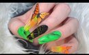 SCULPTED REAL BUTTERFLY/MOTH WING MARBLED ACRYLIC NAILS