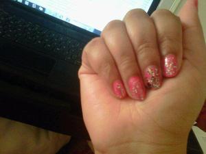 My Bubble Gum Pink And Glitter Nails:)  
Pic#1