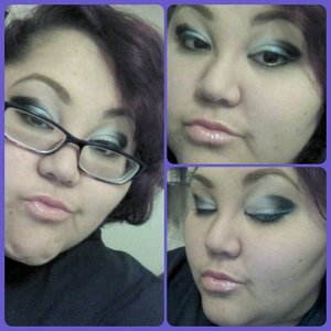 this is the look i had done to use the blue shimmer eyeliner from nicka k.