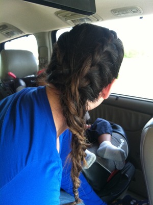Two French braids brought together and braided into one.