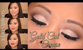 Gold Cut Crease + 3 Lip Options | FromBrainsToBeauty