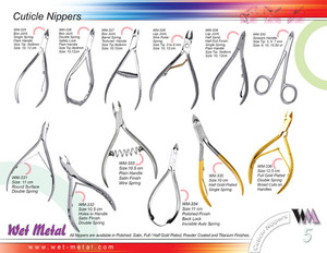 Variety of Cuticle nippers are available at Wet Metal on a whole sale price. Good quality stianless steel which  is rustless and druable.