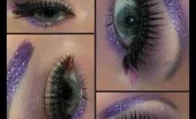 Purple sparkle look using Hello Kitty animal print pallet and Eye Kandy glitter :)