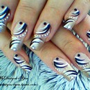 Abstract Black and White Nail Design