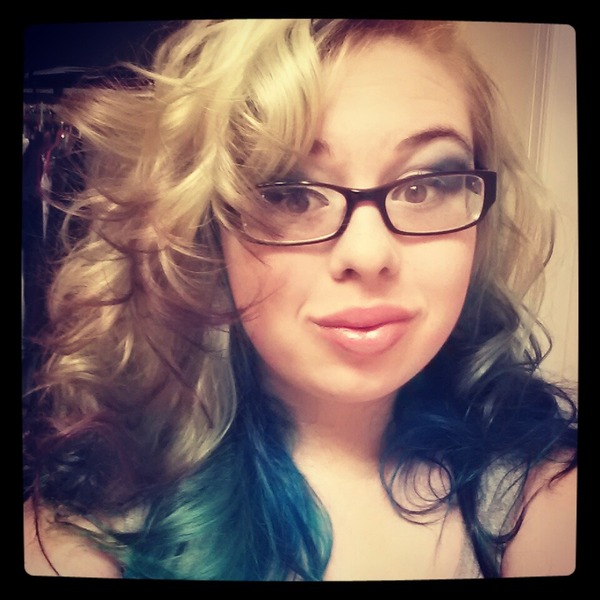 Blonde with Brown Tips with Blue and Green Loosely Curled ...