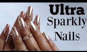 CHROME MIRROR POWDER FAIL?😭  Turned into ULTRA SPARKLY NAILS 💅🏽  | Stacey Castanha