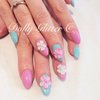 Summer nails with 3d flowers