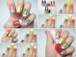 Step by step tutorial or easy converse nails!! 