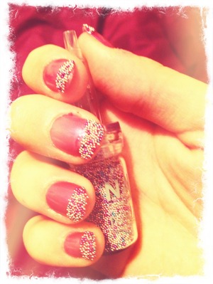 Pink glitter bead MUA nails 