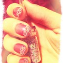 pink glitter bead nails 