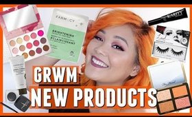 Get Ready With Me Trying NEW Products (Farmacy, Karity, Too Faced, Kiss Lashes & Mellow Cosmetics)