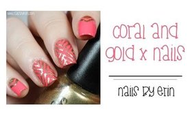 Coral and Gold X Nails | NailsByErin