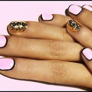 Gorgeous pink nails with black outline boarder.