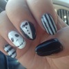 Jack skellington nails stripes halloween black white tuxedo