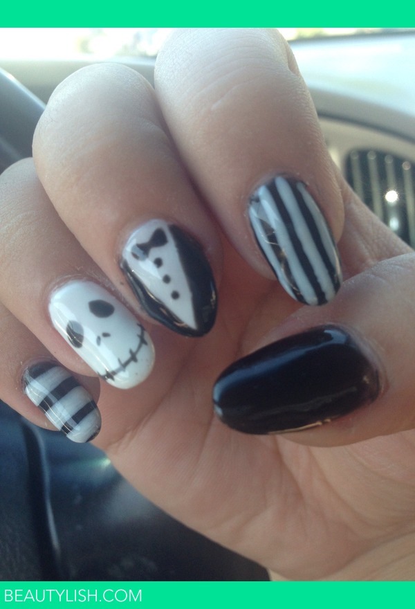 Jack Skellington Nails Stripes Halloween Black White Tuxedo Tina P S Photo Beautylish