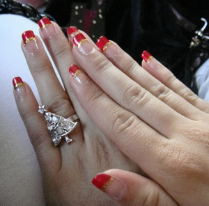 classic christmas red french tip