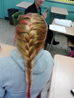 Basic French braid with fishtail end