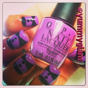 Lavender and Black Polish Was Used to Create Tuxedo Inspired Nail Art Designs.