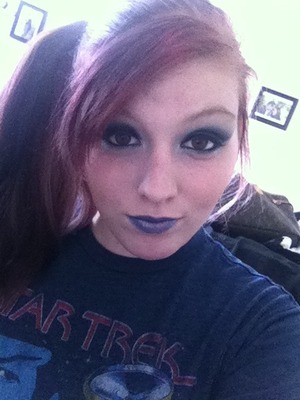 Smokey blue eye with a blue lip