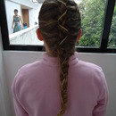 French braid with ribbon