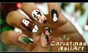 Easy Christmas Nailart Designs ♡ Lights/santa/reindeer/snowman/tree