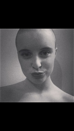 I think being bald is great! I have no makeup on apart from red lipstick