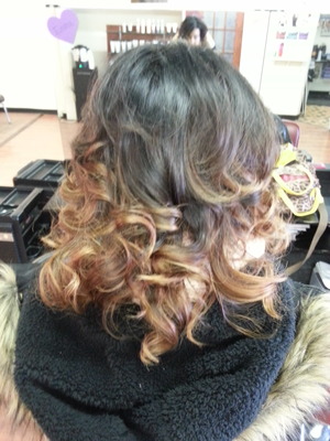 ombre using tigi creative color and true light white lightener.