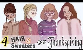 How To Draw 4 THANKSGIVING Hair & Sweaters