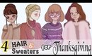 How To Draw 4 THANKSGIVING Hair & Sweaters