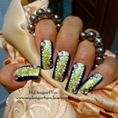 Gold and Silver Abstract nail Design
