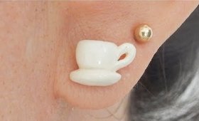 DIY Dainty Coffee Cup Stud Earrings