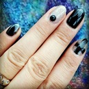 Black and silver gel nails