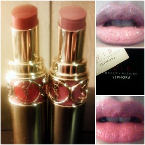 Ysl lipsticks in "pink in Paris" & 
"nude beige" 