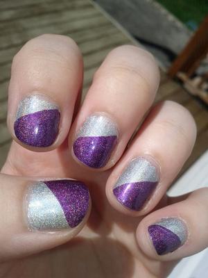 silver and purple holographic polishes.