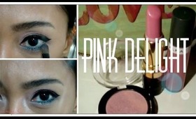 Pink Delight Makeup using Milani powder eyeshadow and Maybelline The Falsies Big eyes mascara