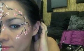 Skull Cherry Blossom Face Paint- Makeup