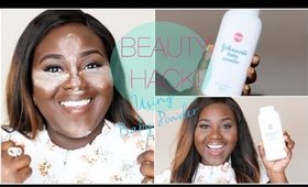 BEAUTY HACK... USING BABY POWDER TO SET HIGHLIGHT AND FOUNDATION