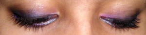 products used:
falsies mascara
nyx jumbo eyeshadow pencil in purple 
physician's formula shimmer strips for brown eyes silver and black eyeshadows
pink cream eyeshadow, brand unknown