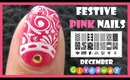 FESTIVE PINK NAILS AND DECEMBER GIVEAWAYS | MELINEY STAMPING NAIL ART DESIGN TUTORIAL