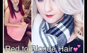 HOW I WENT FROM RED TO BLONDE HAIR / WITH PICTURES !