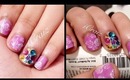 Girly Pink Vintage Flowers Nail Design-VERY EASY!