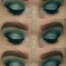 Green And Blue look with overly bold brows