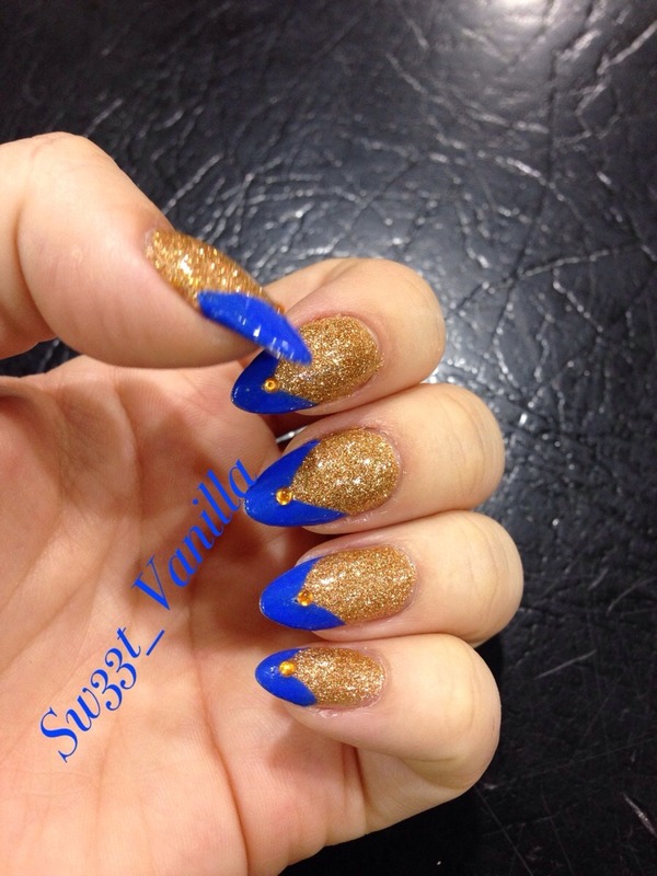 Gold And Blue Stiletto Nails 💙💛💙💛 Lillianette Gs Makeupbynuryg Photo Beautylish